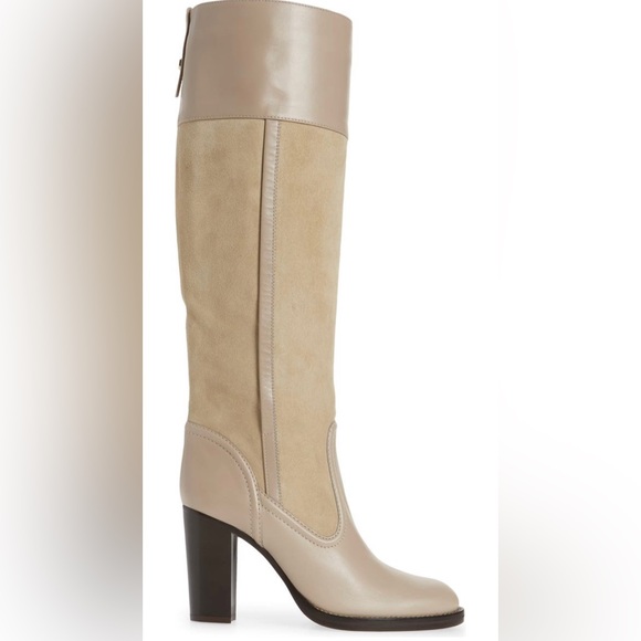 Chloe Shoes - NWT CHLOÉ Emma Western Knee High Boots Suede Nude EU 37.5-US 7.5